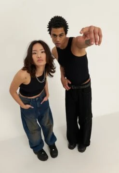 YOURTURN BASIC RIB MUSCLE RACER TANKS UNISEX 2 PACK - Top - Black