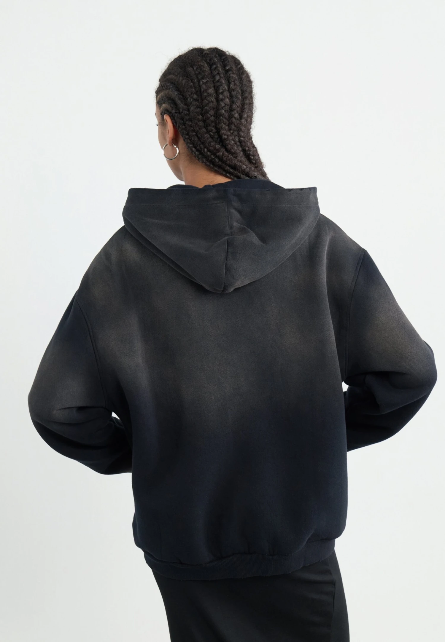 YOURTURN SUN FADED SHERPA LINED HOODIE UNISEX - Sweatshirt - Black 6 YOURTURN SUN FADED SHERPA LINED HOODIE UNISEX - Sweatshirt - Black - Image 4