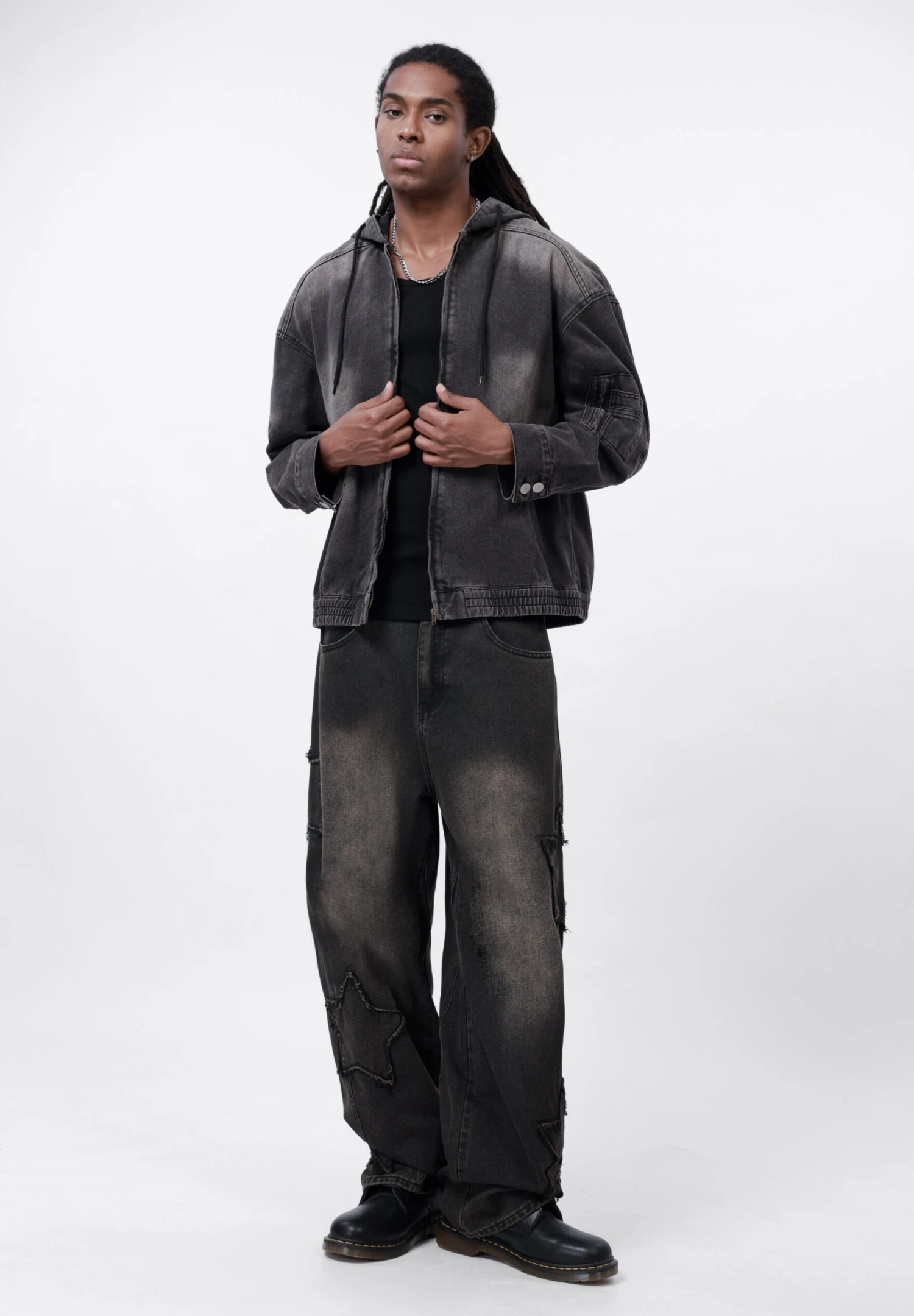 YOURTURN UNISEX - Denim Jacket - Black 6 YOURTURN UNISEX - Denim Jacket - Black - Image 4