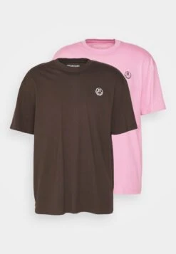 YOURTURN Unisex 2 Pack - Print T-Shirt - BrownPink -Yourturn Shop 082ccdc8e8804e22bd05332c3ea33b6f