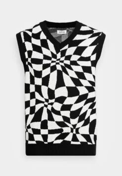 YOURTURN Distorted Check Vest Unisex - Jumper - Black/White -Yourturn Shop 0c905aaa1f764777bb0751bb5f4242ae