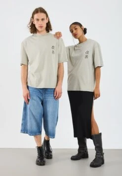 YOURTURN 2 PACK UNISEX - Print T-shirt - Black / Khaki Washed