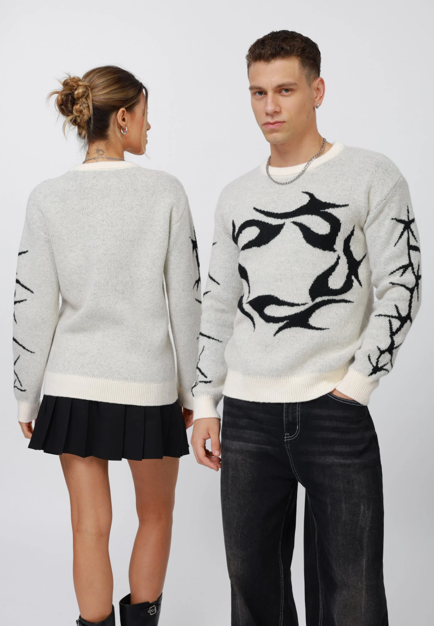 YOURTURN UNISEX - Jumper - White/black 5 YOURTURN UNISEX - Jumper - White/black - Image 3