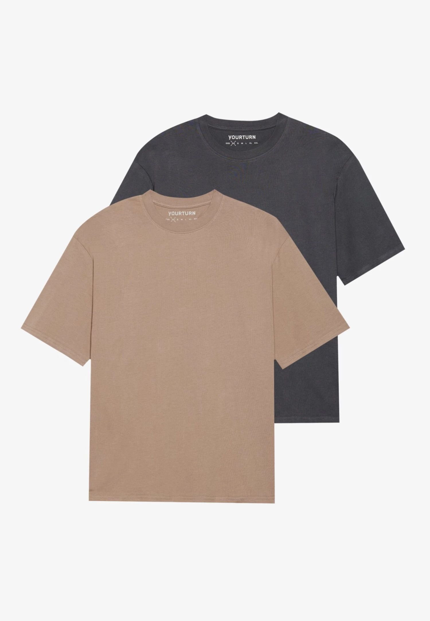 YOURTURN UNISEX 2 PACK BASIC BOXY T SHIRT - Basic T-shirt - Coffee Bean/egret 13 YOURTURN UNISEX 2 PACK BASIC BOXY T SHIRT - Basic T-shirt - Coffee Bean/egret - Image 11