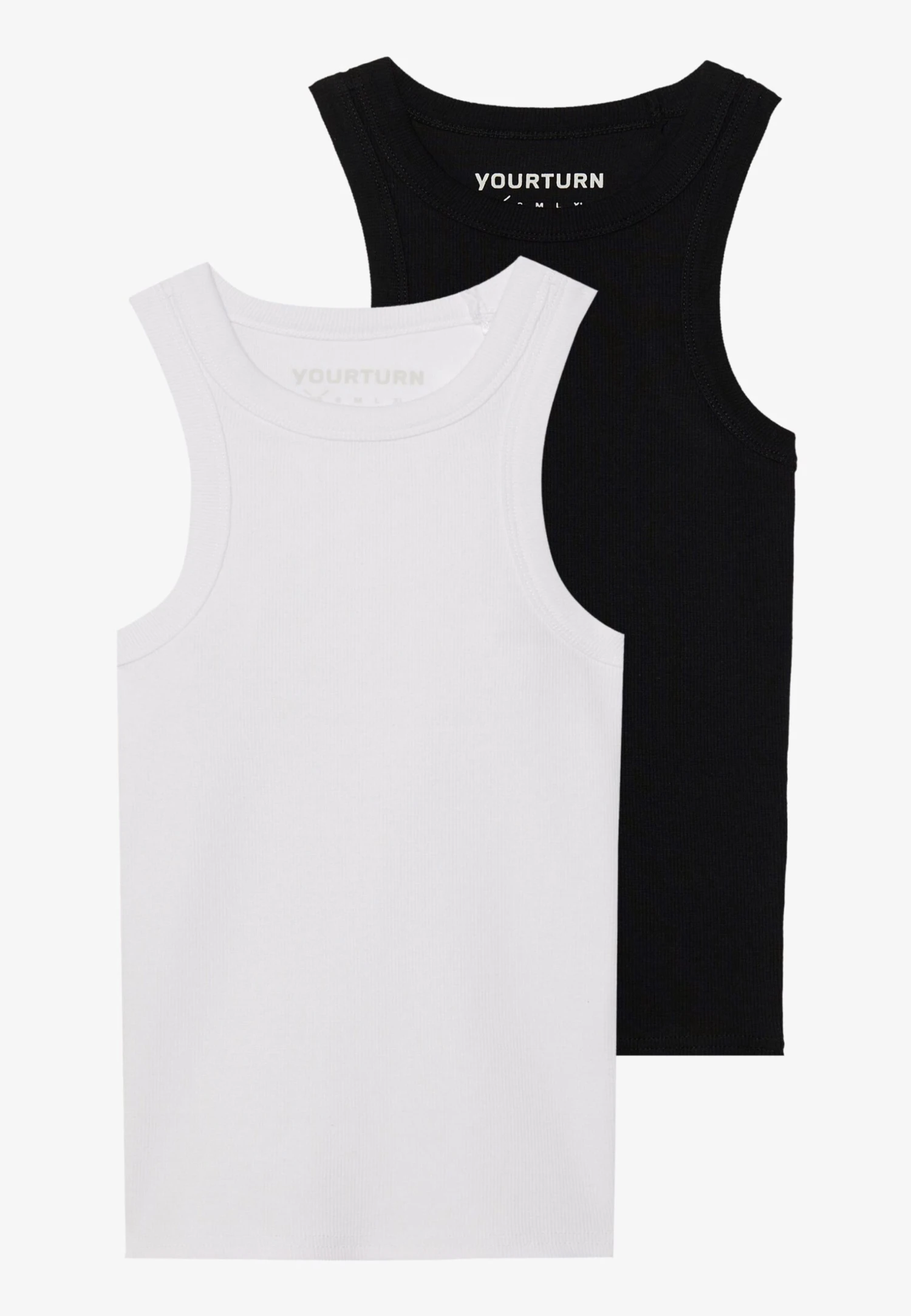 YOURTURN BASIC RIB MUSCLE RACER TANKS UNISEX 2 PACK - Top - White/black 8 YOURTURN BASIC RIB MUSCLE RACER TANKS UNISEX 2 PACK - Top - White/black - Image 6