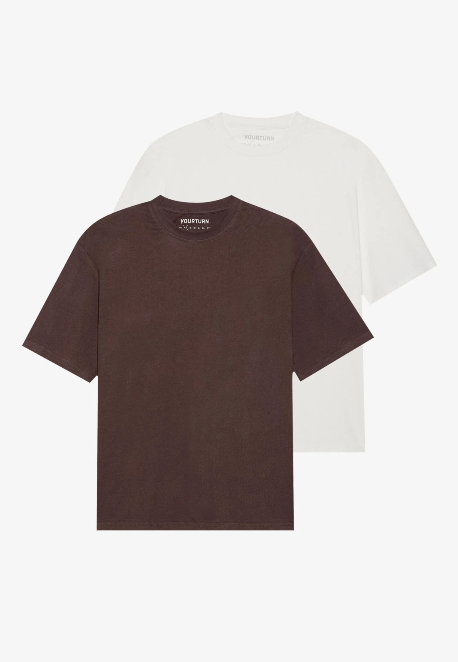 YOURTURN UNISEX 2 PACK BASIC BOXY T SHIRT - Basic T-shirt - Coffee Bean/egret 8 YOURTURN UNISEX 2 PACK BASIC BOXY T SHIRT - Basic T-shirt - Coffee Bean/egret - Image 6