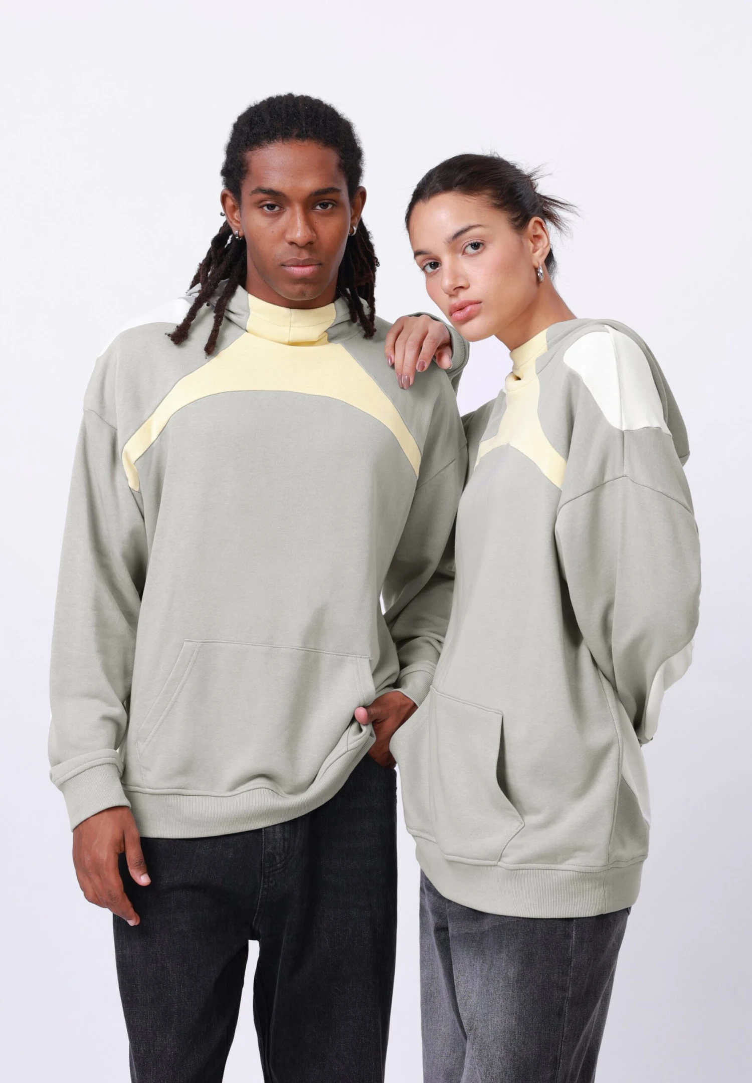 YOURTURN UNISEX - Hoodie - Grey/cream/white 3 YOURTURN UNISEX - Hoodie - Grey/cream/white