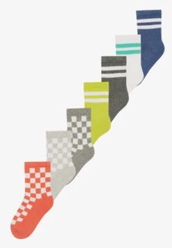 UNISEX 7 PACK - Socks - Light Green/mottled Light Grey/red