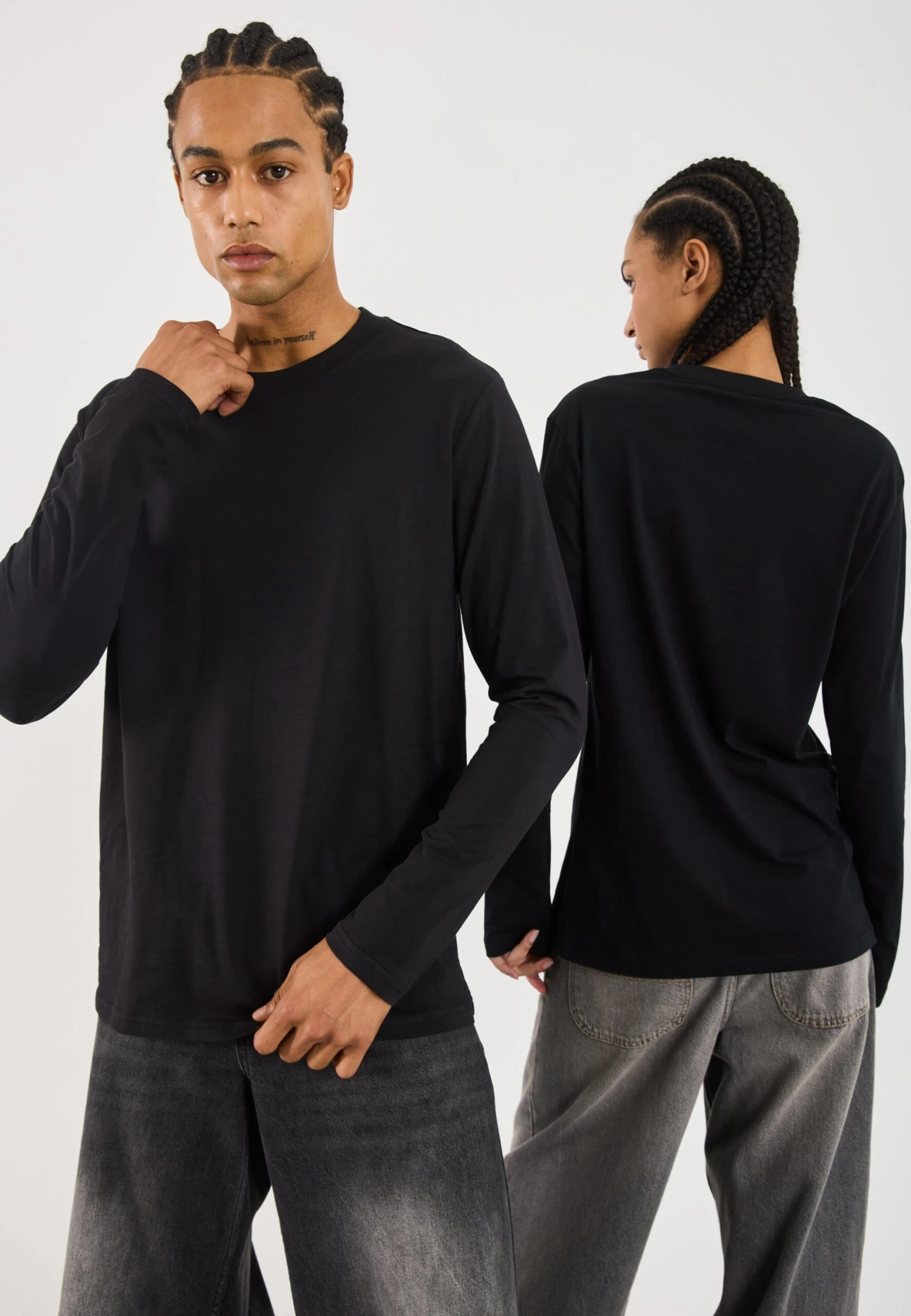 YOURTURN UNISEX 2 PACK - Long Sleeved Top - True Black 4 YOURTURN UNISEX 2 PACK - Long Sleeved Top - True Black - Image 2