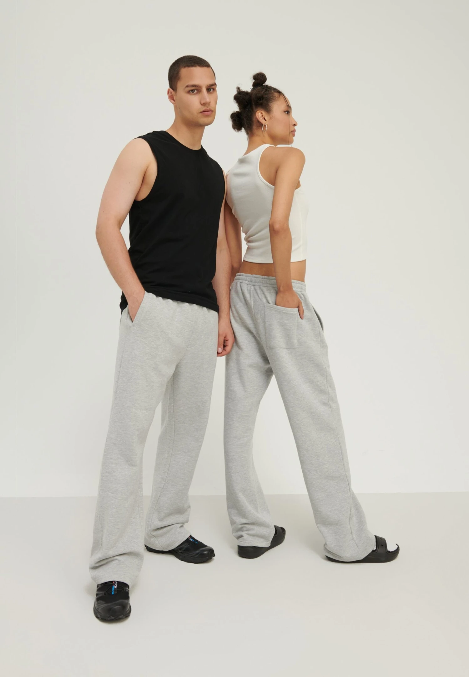 YOURTURN UNISEX - Tracksuit Bottoms - Mottled Light Grey 4 YOURTURN UNISEX - Tracksuit Bottoms - Mottled Light Grey - Image 2