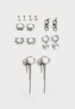 YOURTURN UNISEX 7 PACK - Earrings - Silver-coloured