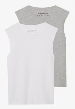 YOURTURN BASIC RIB MUSCLE TANKS UNISEX 2 PACK - Top - White/grey 17 YOURTURN BASIC RIB MUSCLE TANKS UNISEX 2 PACK - Top - White/grey -Yourturn Shop 5aa01da2539a47d78b4b080d671977d2