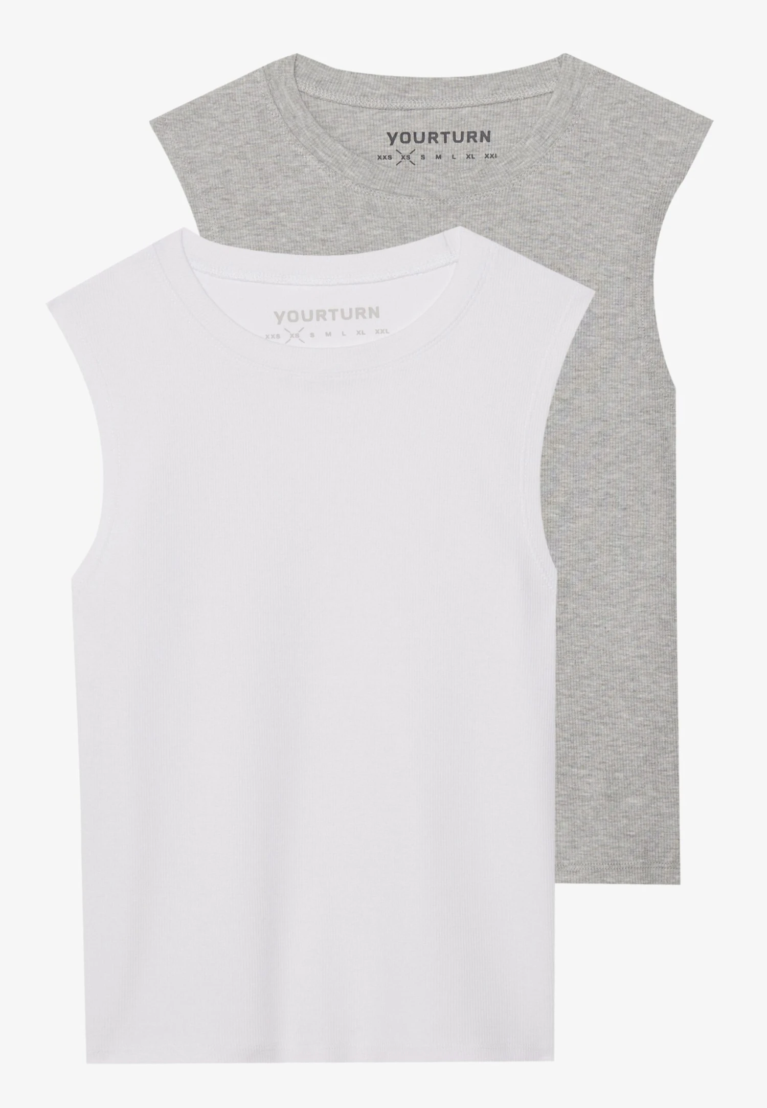 YOURTURN BASIC RIB MUSCLE TANKS UNISEX 2 PACK - Top - White/grey 7 YOURTURN BASIC RIB MUSCLE TANKS UNISEX 2 PACK - Top - White/grey - Image 5