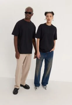 YOURTURN 2 PACK UNISEX BASIC OVERSIZED T-SHIRT - Basic T-shirt - Black