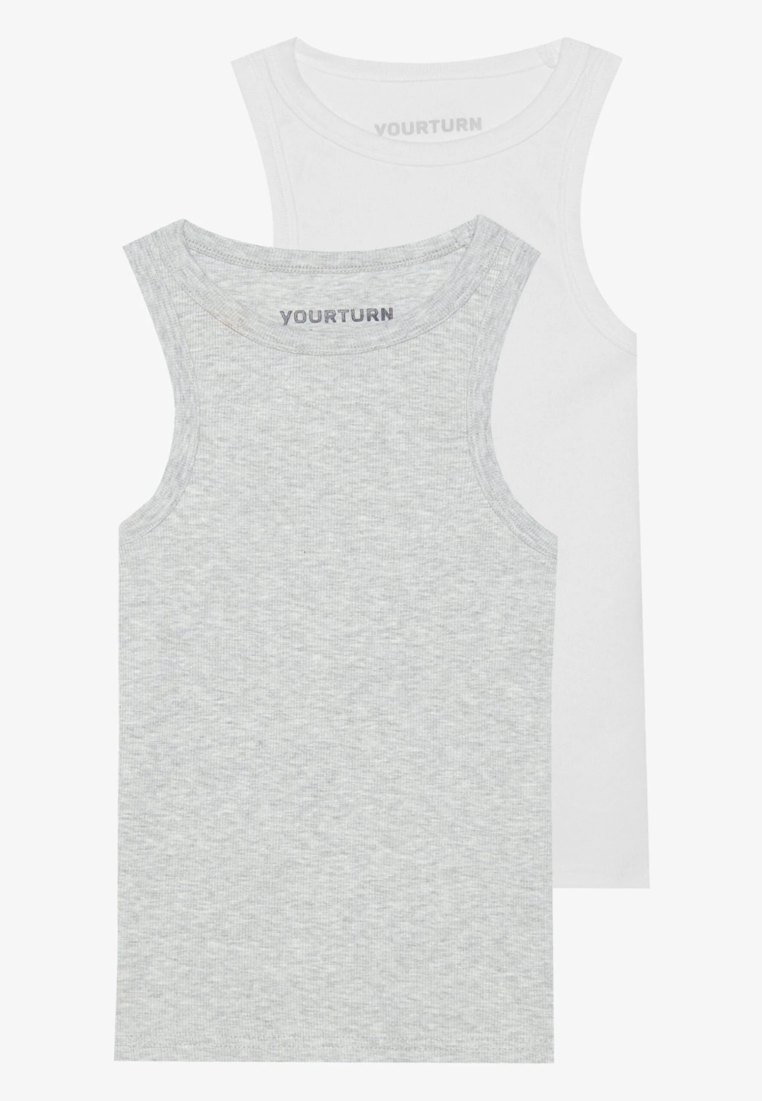 YOURTURN BASIC RIB MUSCLE RACER TANKS UNISEX 2 PACK - Top - White/black 11 YOURTURN BASIC RIB MUSCLE RACER TANKS UNISEX 2 PACK - Top - White/black - Image 9