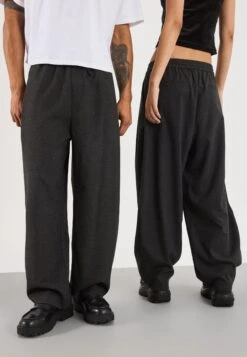 YOURTURN BARREL TROUSER UNISEX - Trousers - Dark Grey Melange