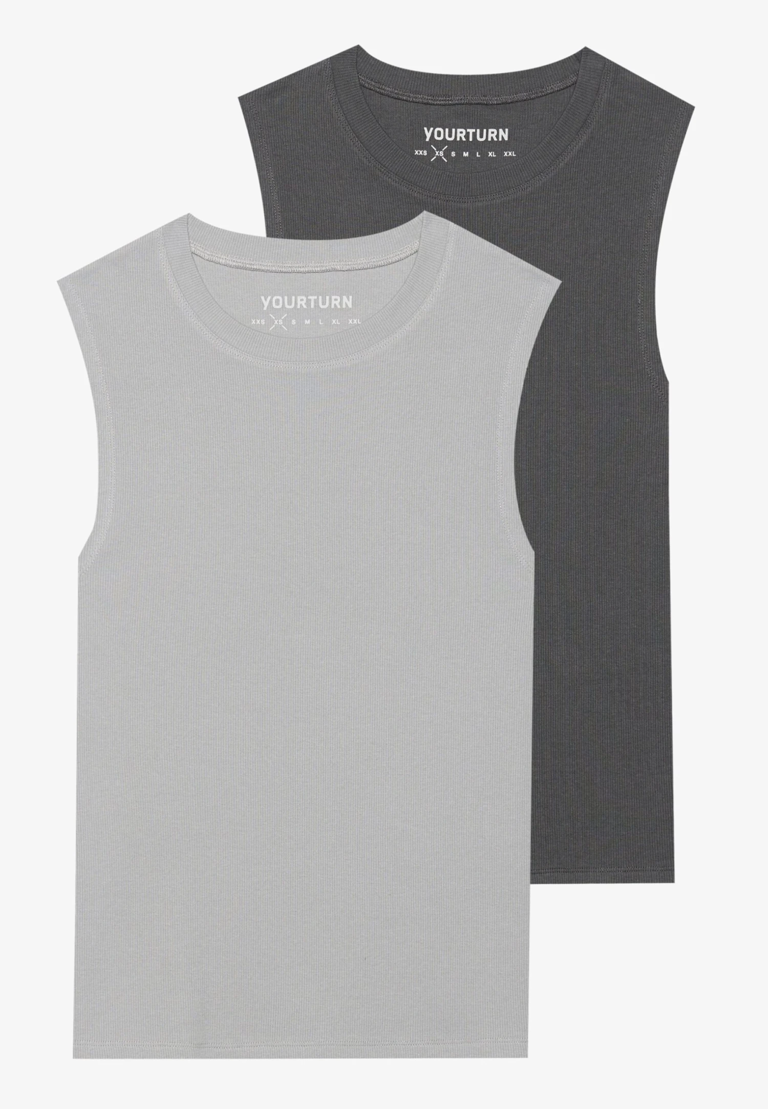 YOURTURN BASIC RIB MUSCLE TANKS UNISEX 2 PACK - Top - White/grey 10 YOURTURN BASIC RIB MUSCLE TANKS UNISEX 2 PACK - Top - White/grey - Image 8