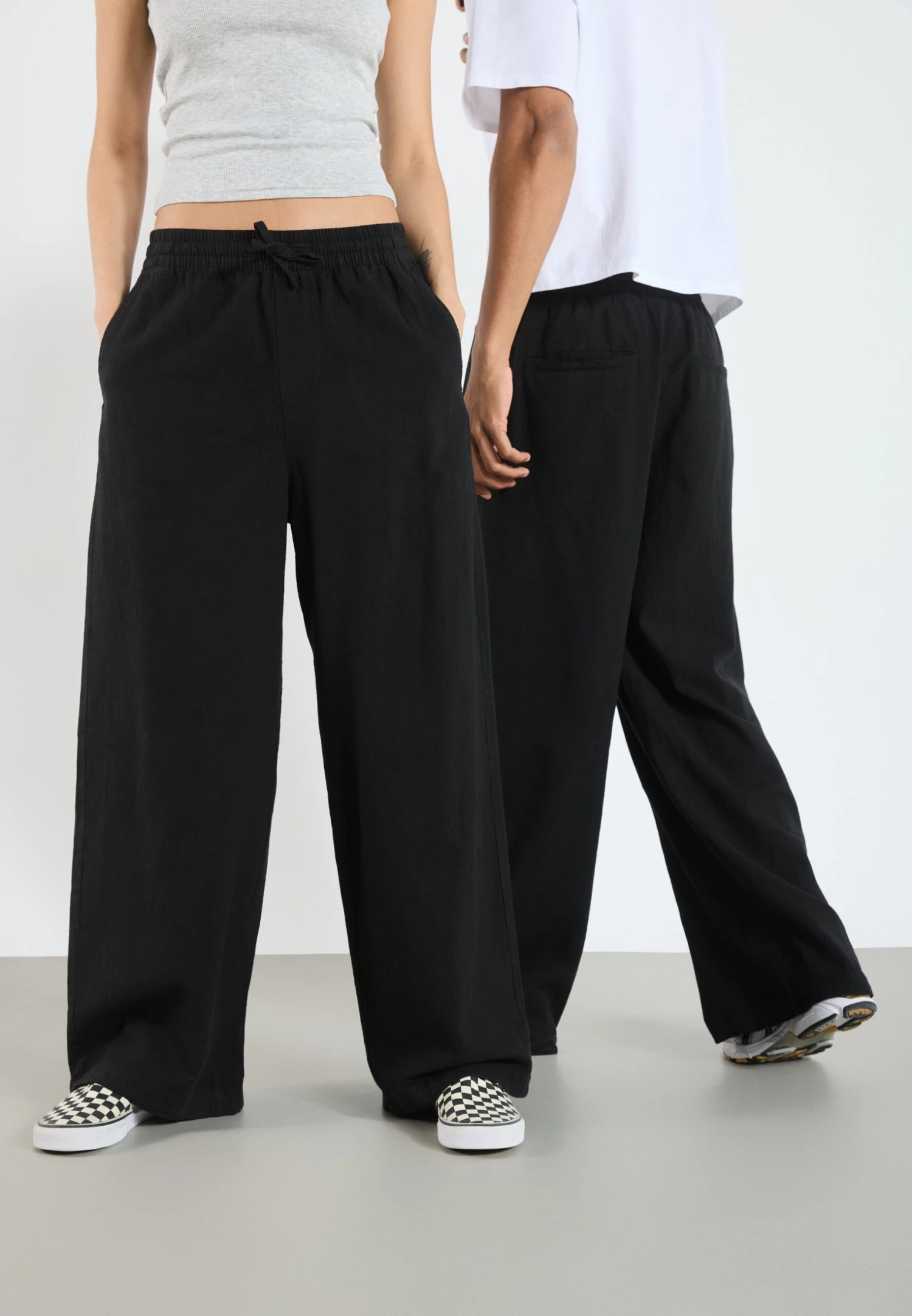 YOURTURN LINEN MIX BLEND UNISEX - Trousers - Black 3 YOURTURN LINEN MIX BLEND UNISEX - Trousers - Black