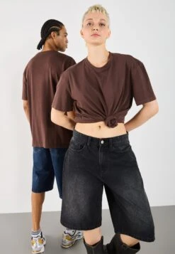 YOURTURN UNISEX BASIC GARMENT WASHED - Basic T-shirt - Coffee Bean