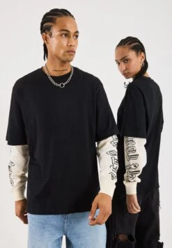 YOURTURN UNISEX - Long Sleeved Top - Black/white