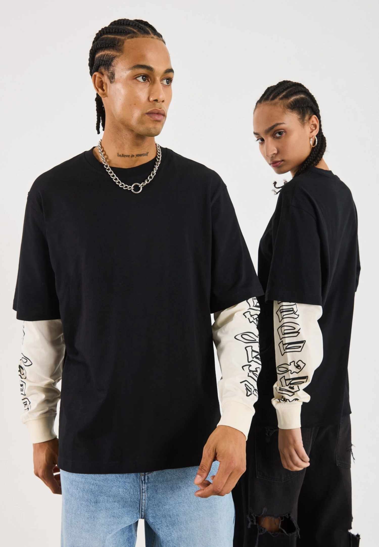 YOURTURN UNISEX - Long Sleeved Top - Black/white 3 YOURTURN UNISEX - Long Sleeved Top - Black/white