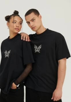 YOURTURN UNISEX - Print T-shirt - Black/silver