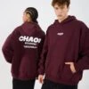 YOURTURN CHAOS OVERSIZE HEAVY HOODIE UNISEX - Sweatshirt - Vineyard Wine