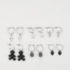 YOURTURN UNISEX 6 PACK - Earrings - Silver-coloured