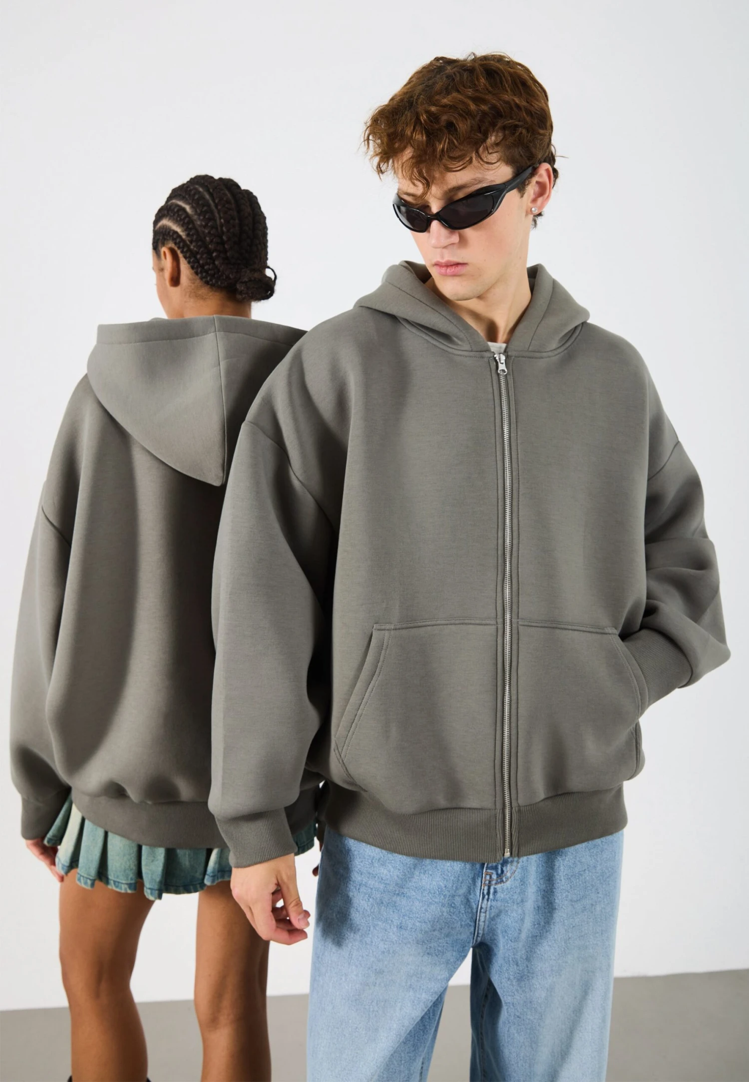 YOURTURN SCUBA ZIP UNISEX - Zip-up Sweatshirt - Castor Gray 3 YOURTURN SCUBA ZIP UNISEX - Zip-up Sweatshirt - Castor Gray