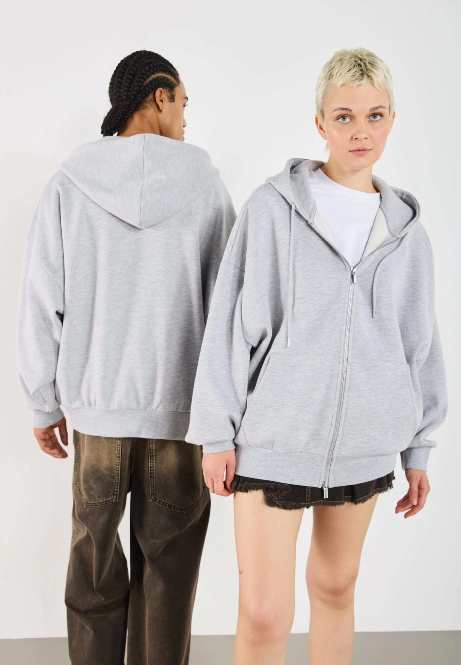 YOURTURN OVERSIZE BASIC ZIP HOODIE UNISEX - Zip-up Sweatshirt - Mottled-grey 6 YOURTURN OVERSIZE BASIC ZIP HOODIE UNISEX - Zip-up Sweatshirt - Mottled-grey - Image 4