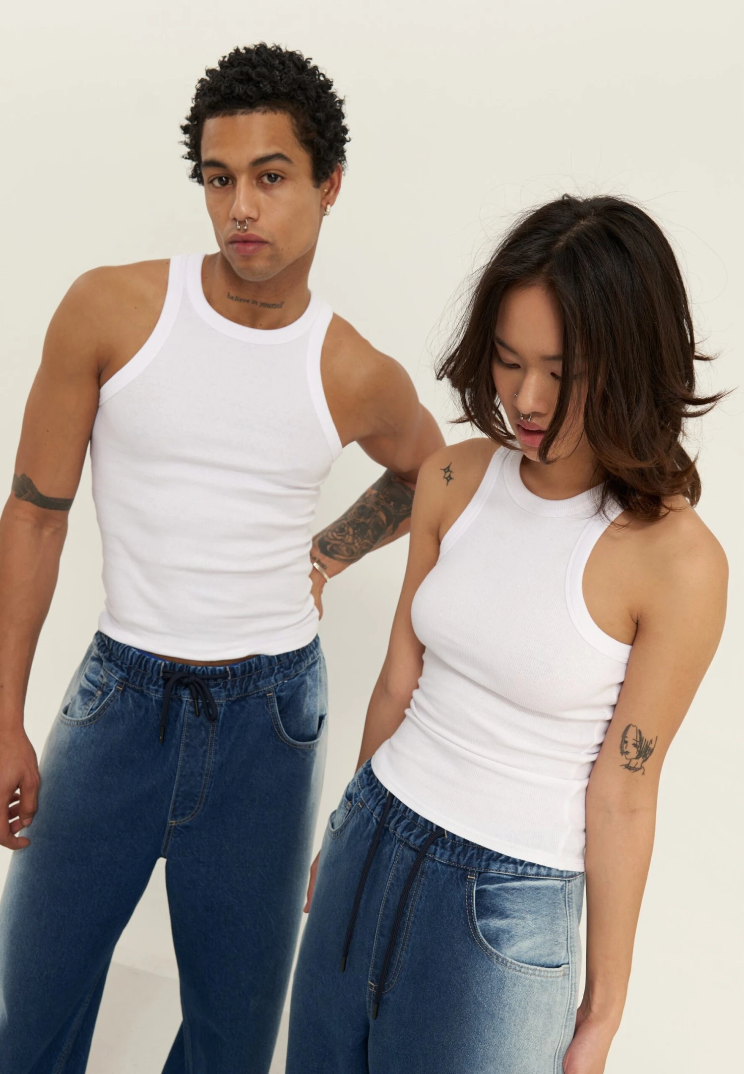 YOURTURN BASIC RIB MUSCLE RACER TANKS UNISEX 2 PACK - Top - White/black 7 YOURTURN BASIC RIB MUSCLE RACER TANKS UNISEX 2 PACK - Top - White/black - Image 5