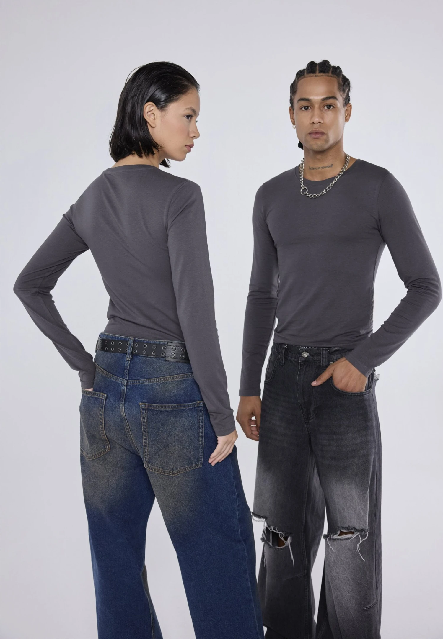 YOURTURN 2 PACK UNISEX - Long Sleeved Top - Dark Grey/black 4 YOURTURN 2 PACK UNISEX - Long Sleeved Top - Dark Grey/black - Image 2