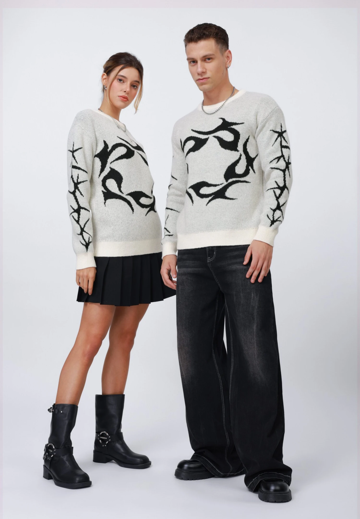 YOURTURN UNISEX - Jumper - White/black 4 YOURTURN UNISEX - Jumper - White/black - Image 2