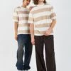 YOURTURN UNISEX OVERSIZED STRIPE - Print T-shirt - Sand/off White -Yourturn Shop e49bcafa70874f1ca7c239868231236f