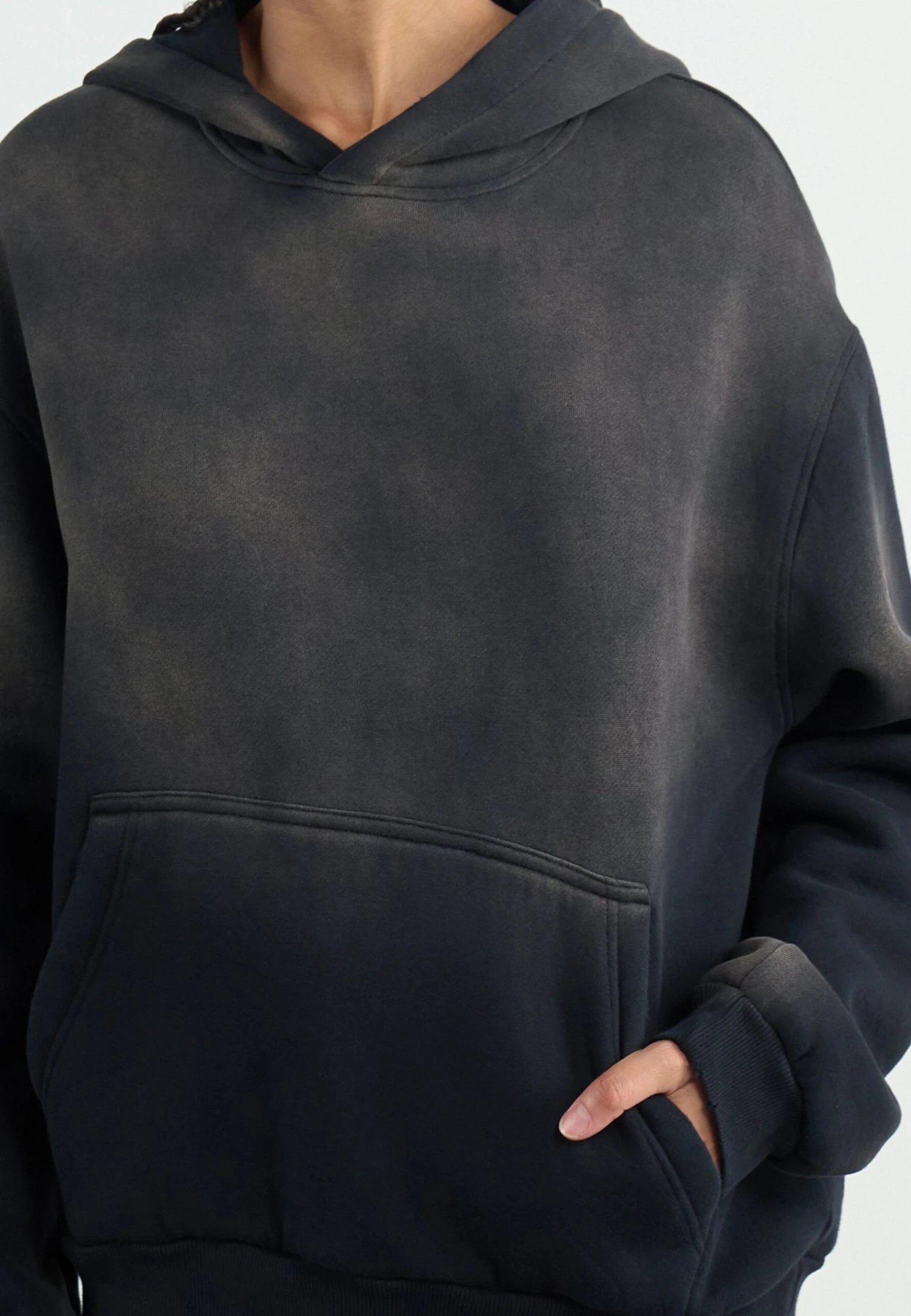 YOURTURN SUN FADED SHERPA LINED HOODIE UNISEX - Sweatshirt - Black 9 YOURTURN SUN FADED SHERPA LINED HOODIE UNISEX - Sweatshirt - Black - Image 7