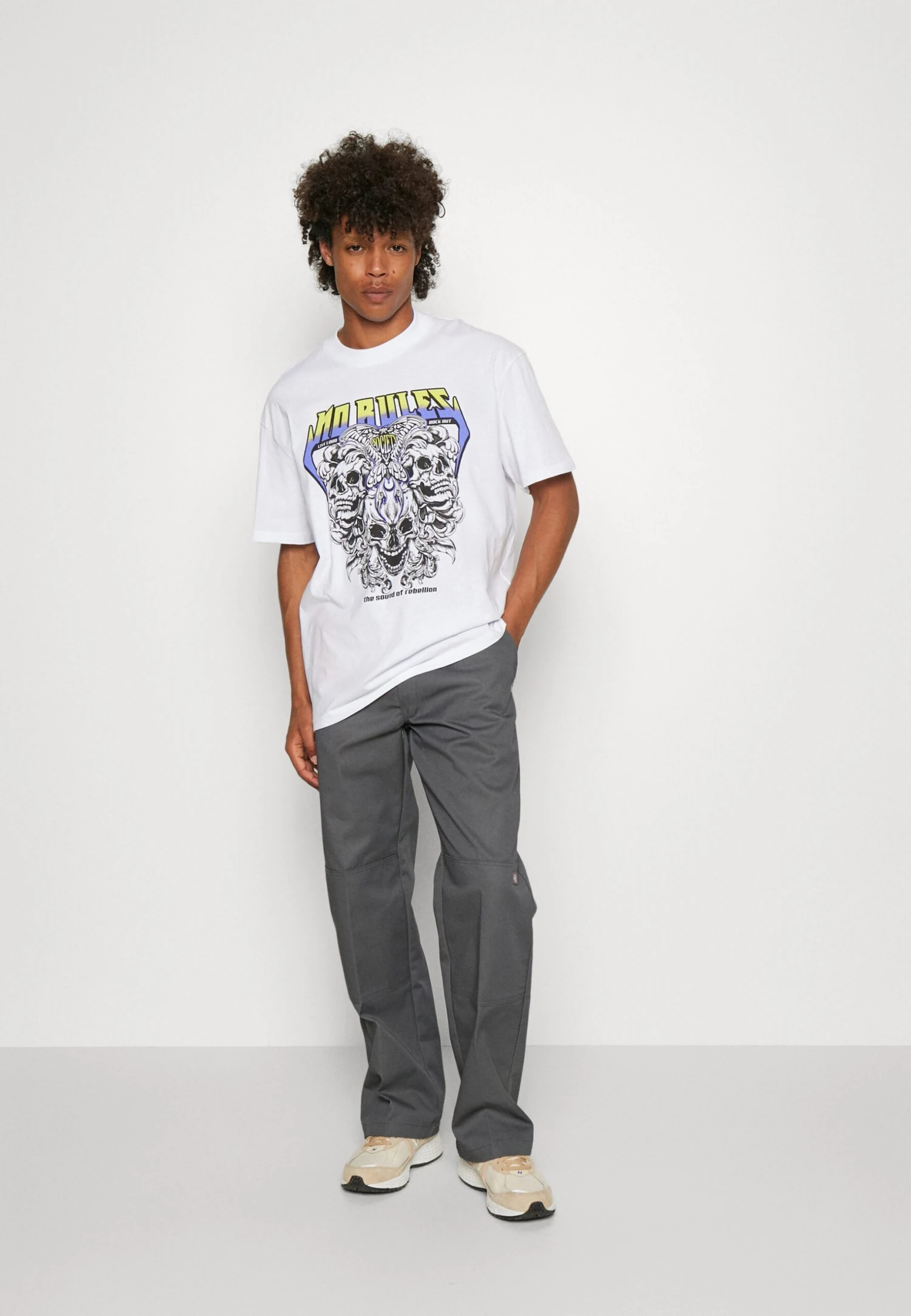 YOURTURN Rule Skull Graphic Tee Unisex - Print T-Shirt - White 4 YOURTURN Rule Skull Graphic Tee Unisex - Print T-Shirt - White - Image 2