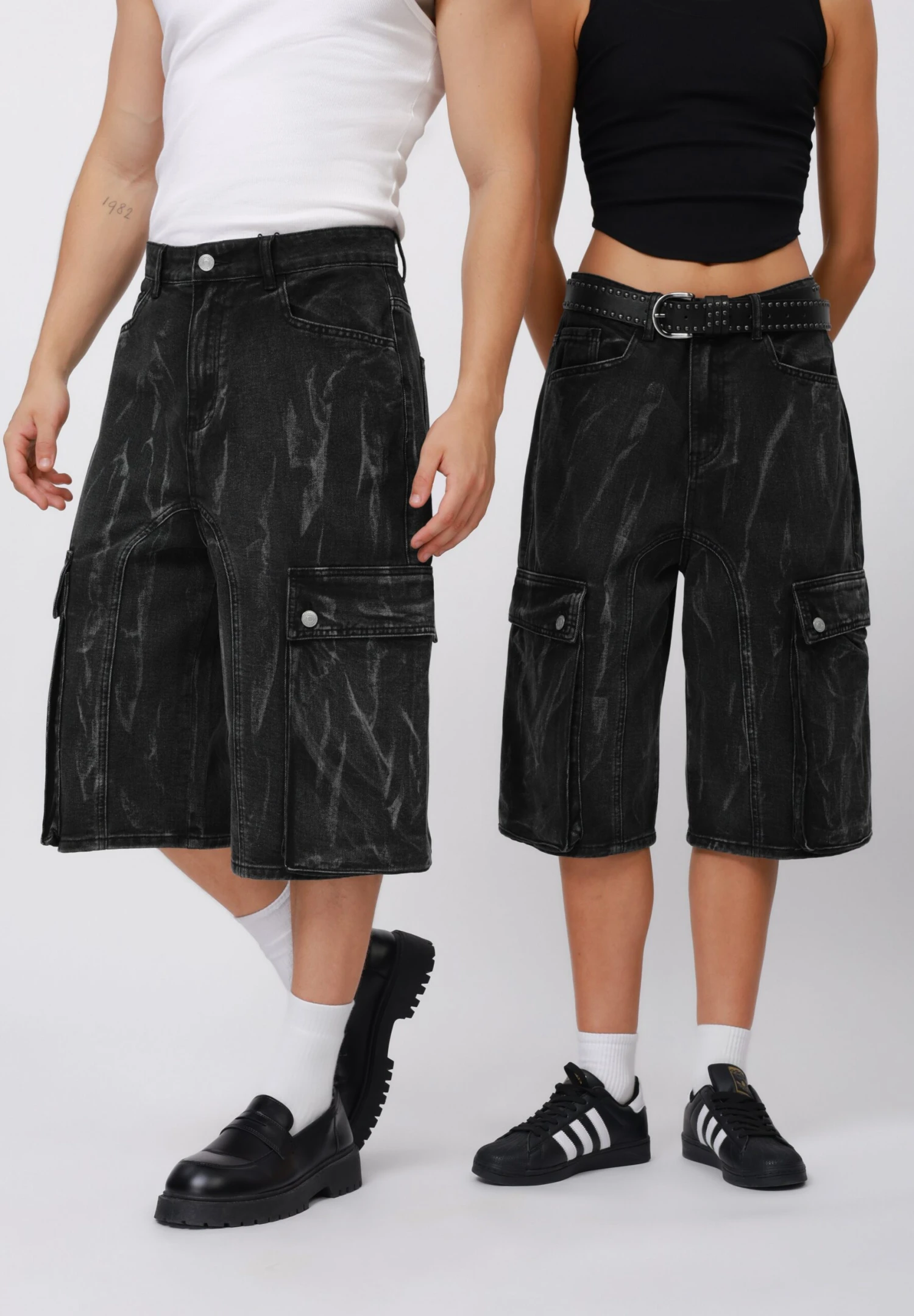 YOURTURN UNISEX - Denim Shorts - Black 5 YOURTURN UNISEX - Denim Shorts - Black - Image 3