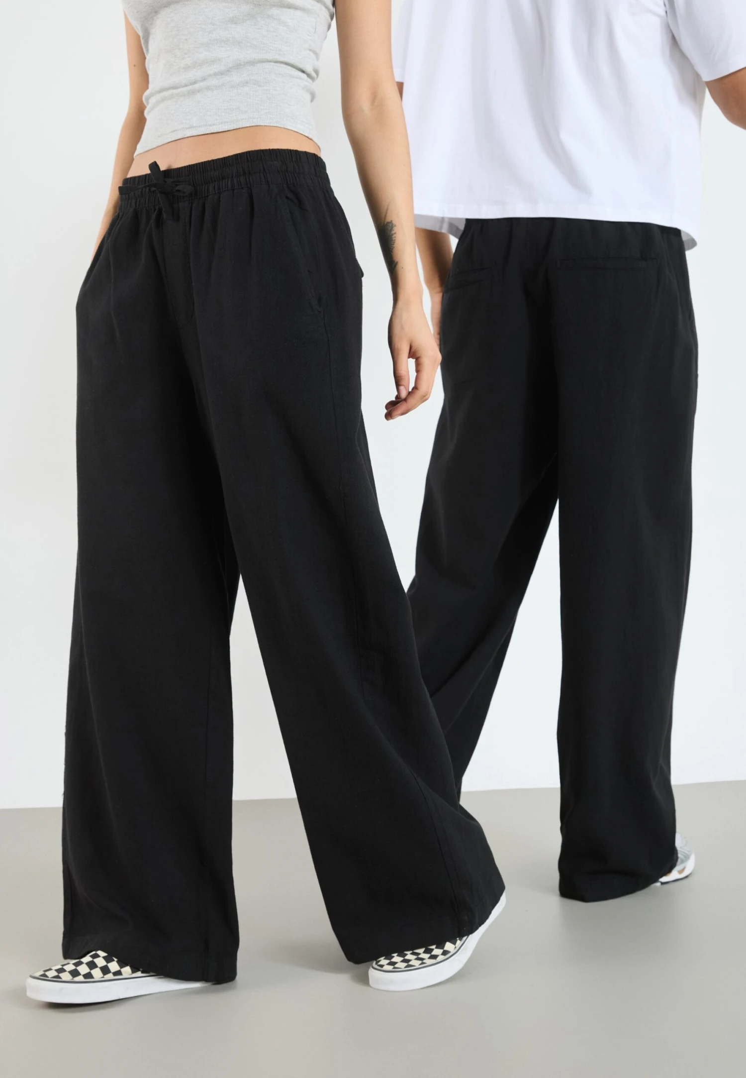 YOURTURN LINEN MIX BLEND UNISEX - Trousers - Black 6 YOURTURN LINEN MIX BLEND UNISEX - Trousers - Black - Image 4