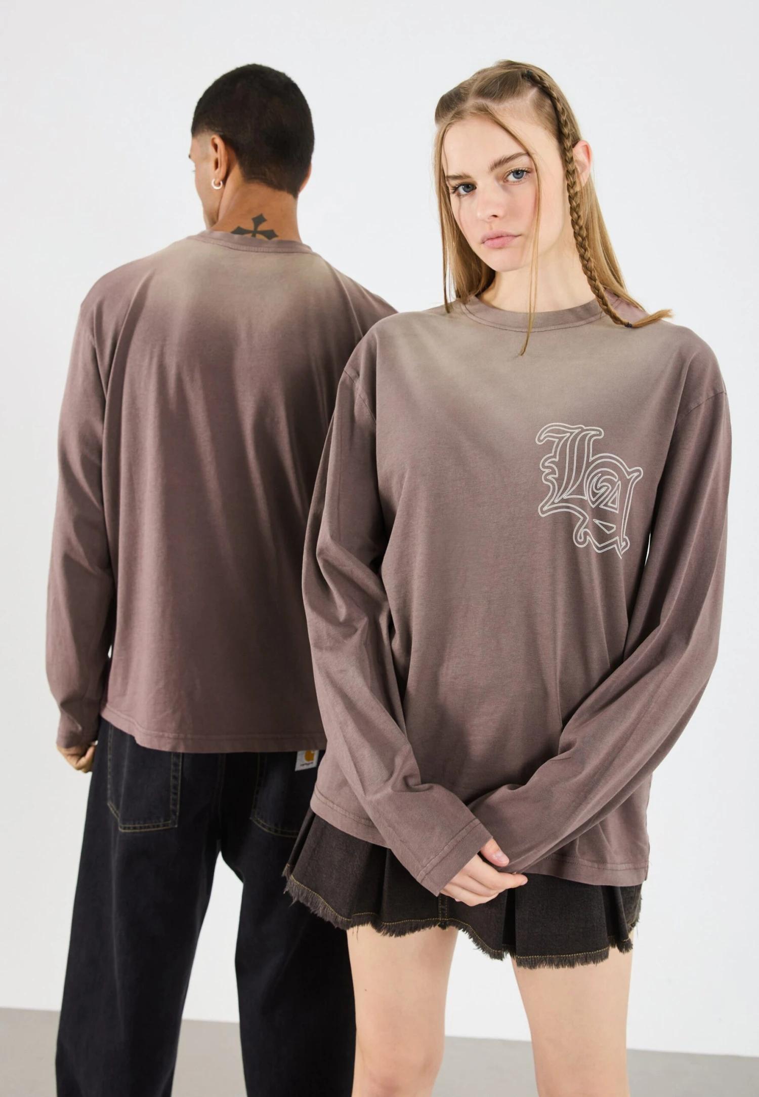 YOURTURN UNISEX - Long Sleeved Top - Brown Wash 3 YOURTURN UNISEX - Long Sleeved Top - Brown Wash