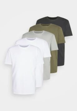 YOURTURN Unisex 5 Pack - Basic T-Shirt - White/Olive /Black -Yourturn Shop fd0cb44c209a4deebcd571033de05bdb