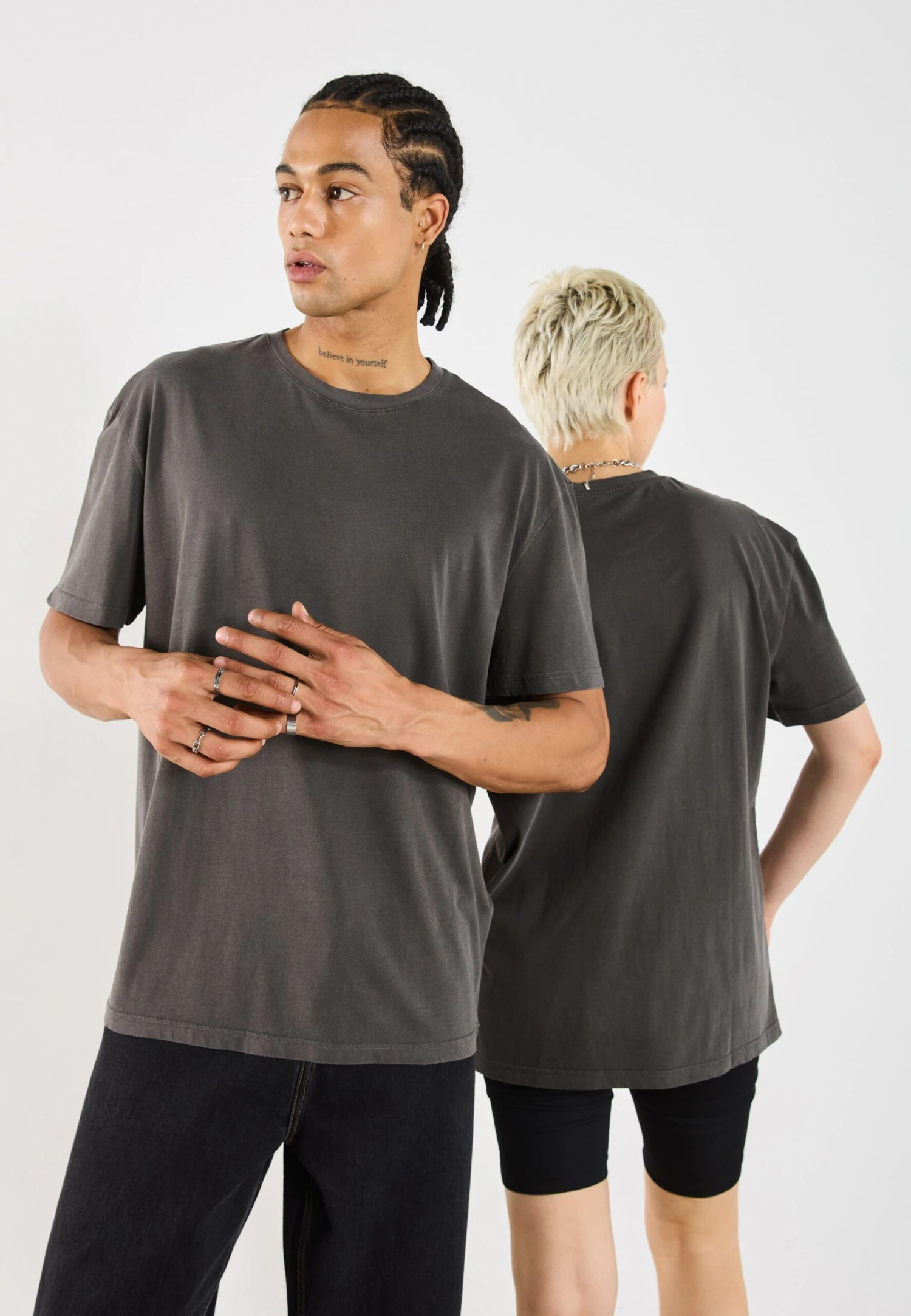 YOURTURN UNISEX BASIC GARMENT WASHED - Basic T-shirt - Asphalt 3 YOURTURN UNISEX BASIC GARMENT WASHED - Basic T-shirt - Asphalt