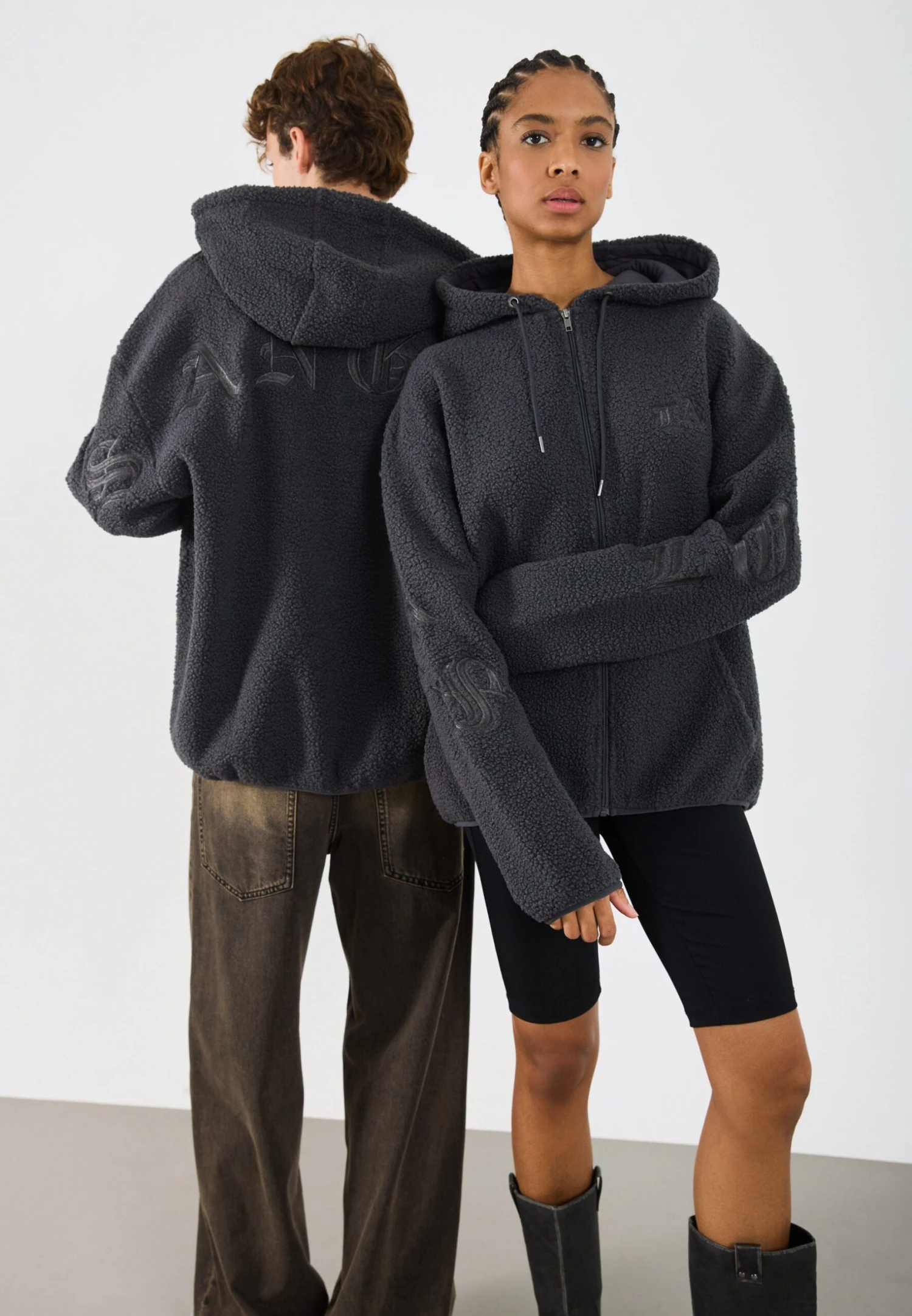 YOURTURN TEDDY JACKET UNISEX - Fleece Jacket - Forged Iron 3 YOURTURN TEDDY JACKET UNISEX - Fleece Jacket - Forged Iron