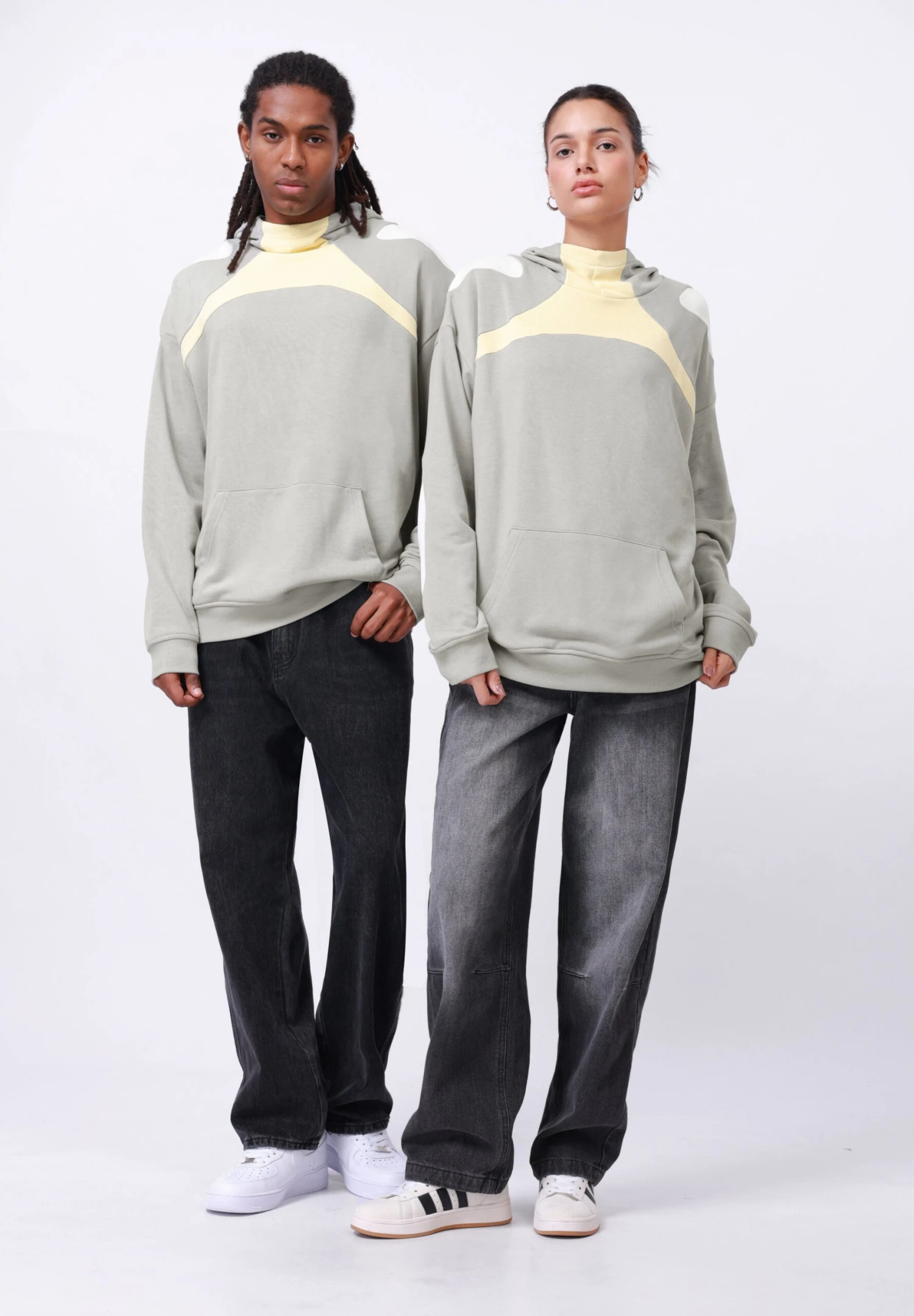 YOURTURN UNISEX - Hoodie - Grey/cream/white 4 YOURTURN UNISEX - Hoodie - Grey/cream/white - Image 2